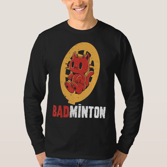 Badminton Djävulen Badminton Player Shuttlecock Sp T Shirt (Framsida)