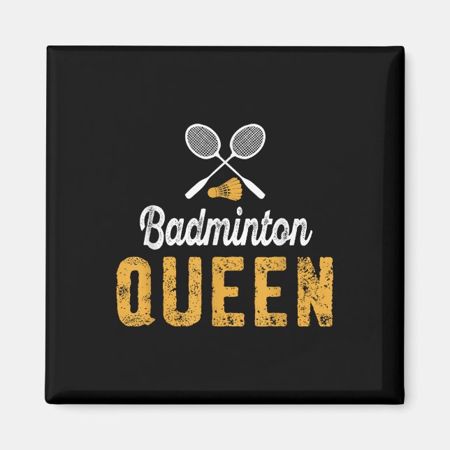 Badminton Drottning Mam Funny Badminton Älskare  Magnet (Framsidan)