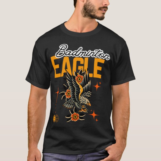 Badminton Eagle Oriental Flower T Shirt (Framsida)