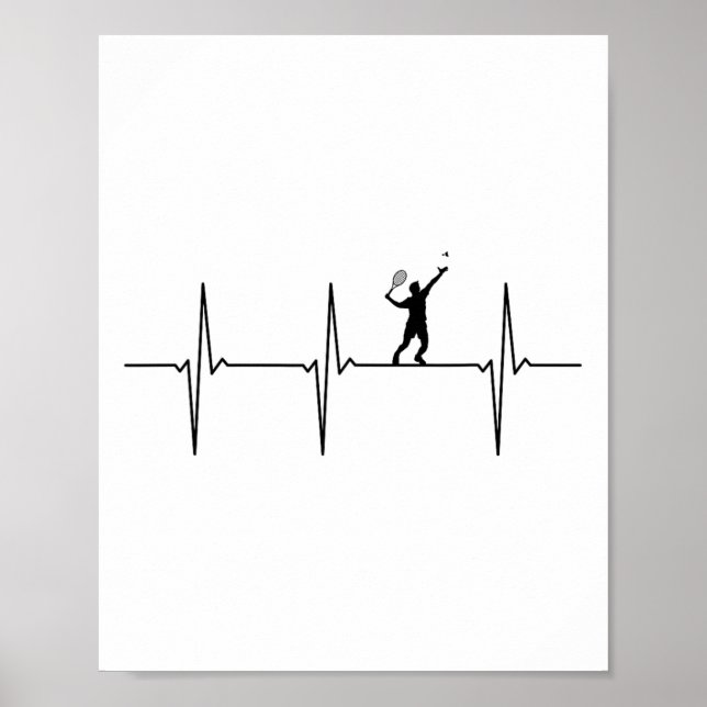 Badminton Ecg Heartslag Shuttle Pulse Frequency 1 Poster (Framsidan)