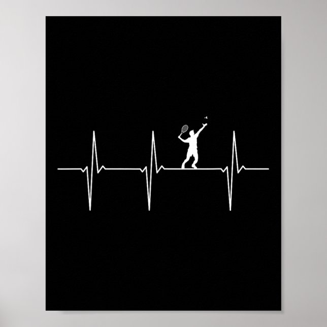 Badminton Ecg Heartslag Shuttle Pulse Frequency Poster (Framsidan)