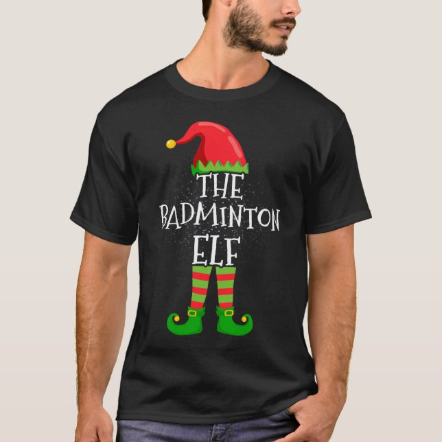 Badminton Elf-familjens matchande julgrupp T Shirt (Framsida)