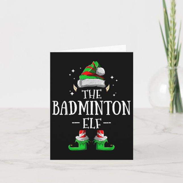 Badminton Elf Matching Family Group jul Kort (Framsida)