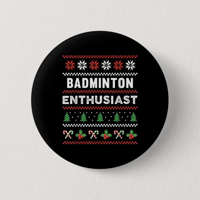 Badminton Enthusiast Pajamas Sweaters Gift Knapp (Framsida)