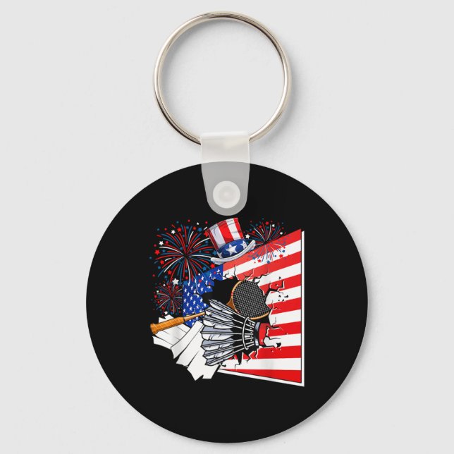 Badminton Equipment Costume American Flag 4th Of J Nyckelring (Framsida)