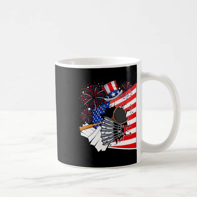 Badminton Equipment Costume American Flagga 4th of Kaffemugg (Höger)