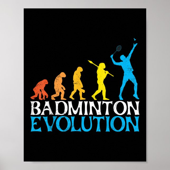 Badminton Evolution Monkey Badminton Player Badmin Poster (Framsidan)