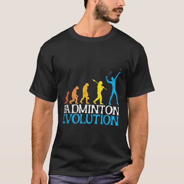 Badminton Evolution Monkey Badminton Spelare Badmi T Shirt (Framsida)