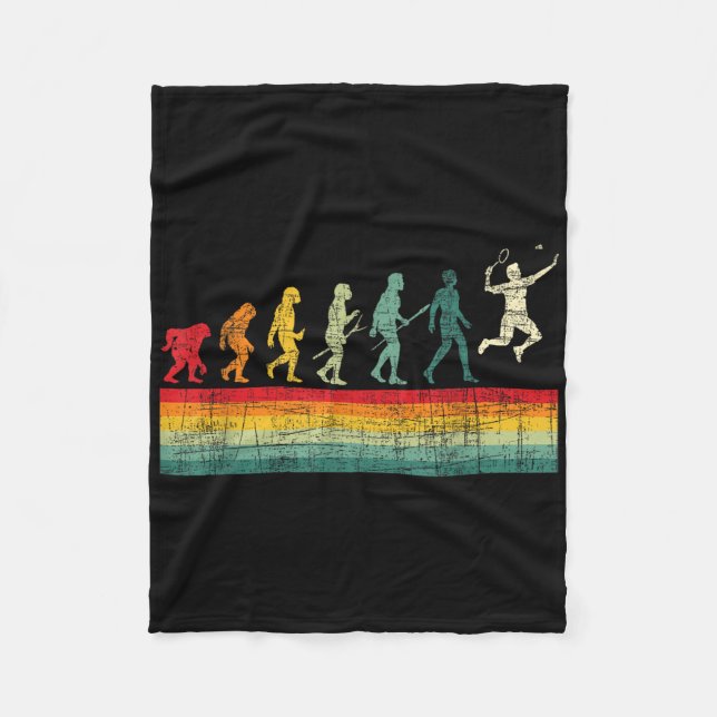 Badminton Evolution - Retro Sports Älskare Shuttle Fleecefilt (Framsidan)
