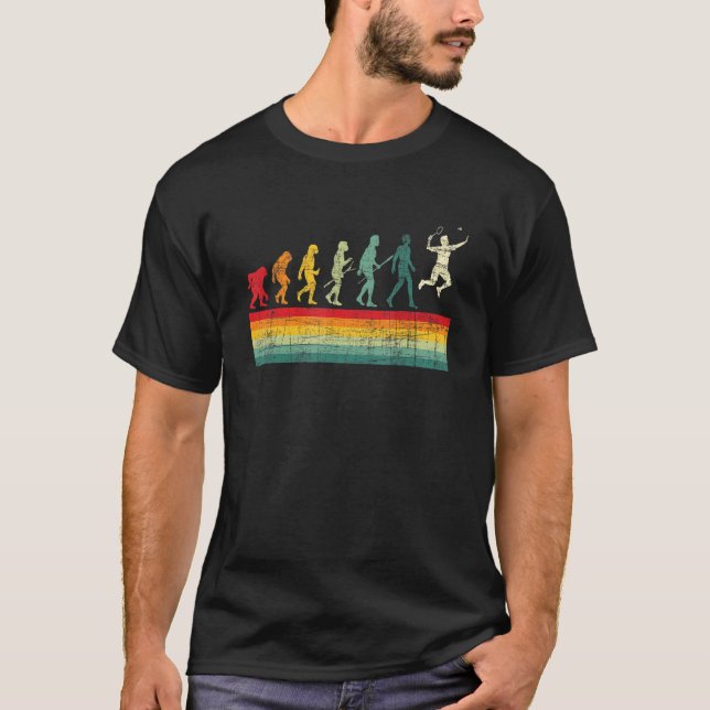 Badminton Evolution Retro Sports Shuttlecock T Shirt (Framsida)