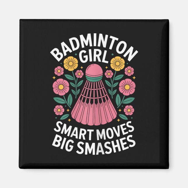 Badminton Flicka Shuttle Rolig Badminton  Magnet (Framsidan)