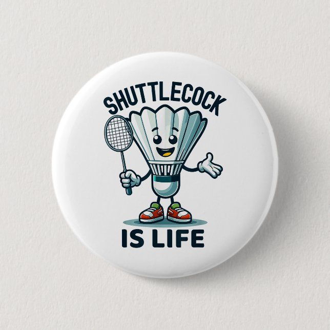 Badminton Forever Cartoon Shuttle And Racket Graph Knapp (Framsida)