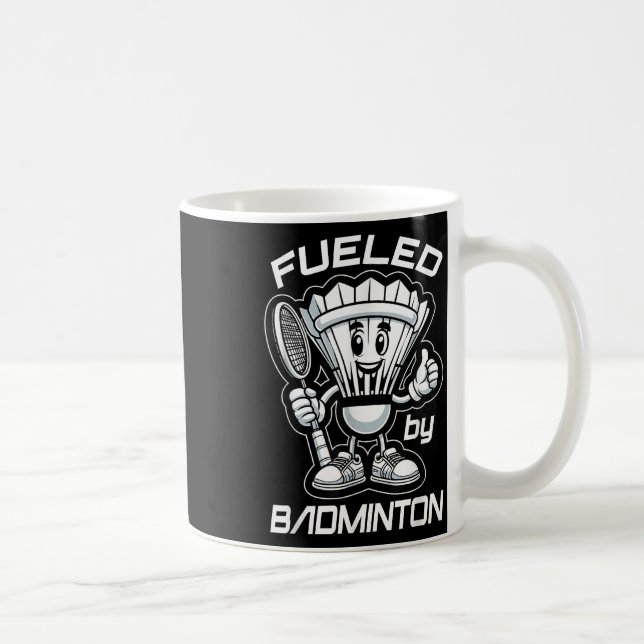 Badminton Forever Tecknad Shuttle and Racket Graph Kaffemugg (Höger)