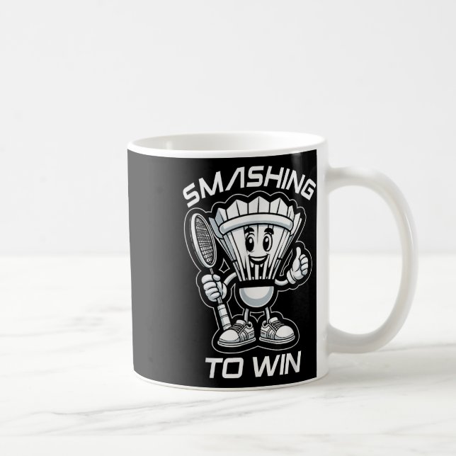 Badminton Forever Tecknad Shuttle and Racket Graph Kaffemugg (Höger)