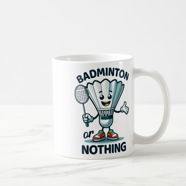 Badminton Forever Tecknad Shuttle and Racket Graph Kaffemugg (Höger)