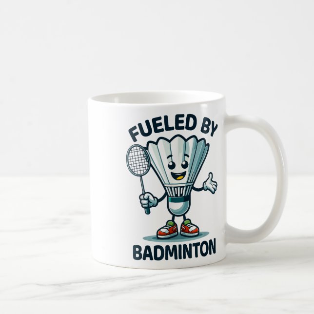 Badminton Forever Tecknad Shuttle and Racket Graph Kaffemugg (Höger)