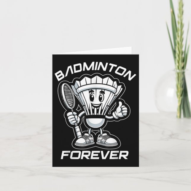 Badminton Forever Tecknad Shuttle and Racket Graph Kort (Framsida)