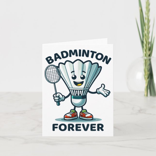 Badminton Forever Tecknad Shuttle and Racket Graph Kort (Framsida)