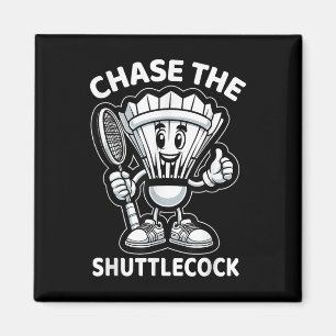 Badminton Forever Tecknad Shuttle and Racket Graph Magnet