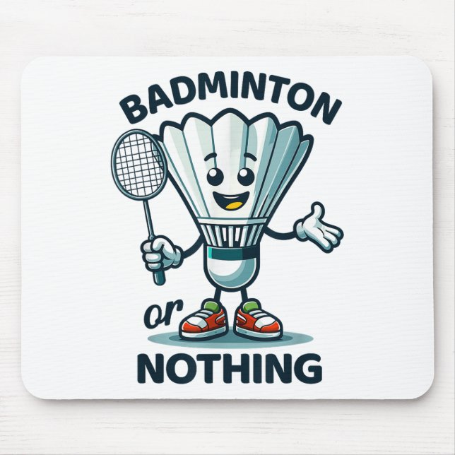 Badminton Forever Tecknad Shuttle and Racket Graph Musmatta (Framsidan)