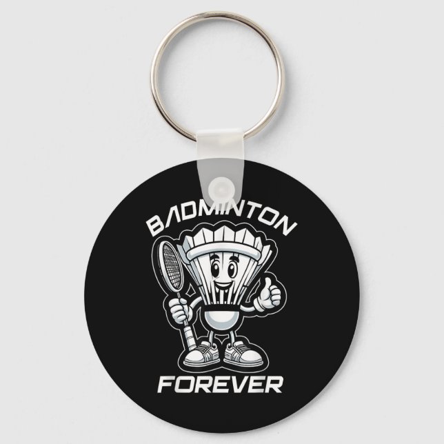 Badminton Forever Tecknad Shuttle and Racket Graph Nyckelring (Framsida)