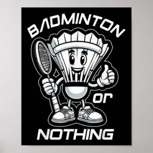 Badminton Forever Tecknad Shuttle and Racket Graph Poster