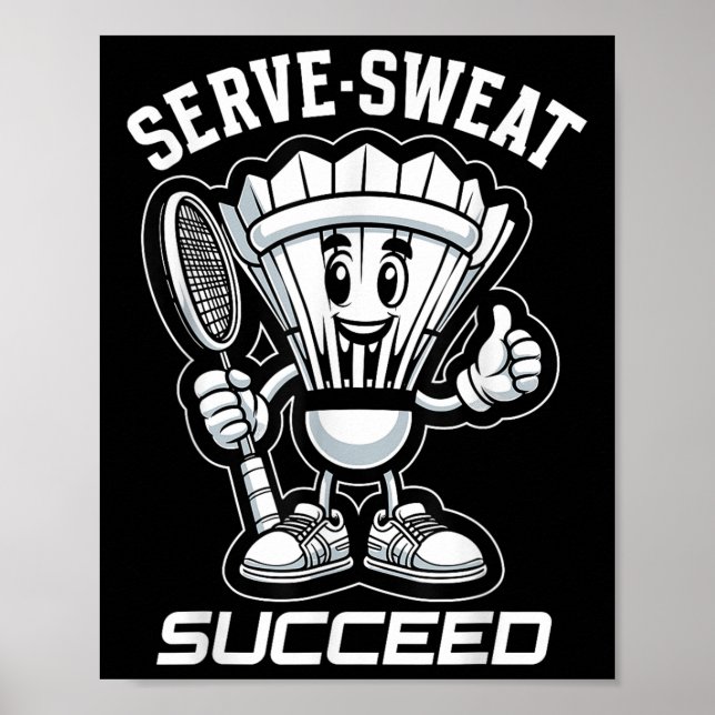 Badminton Forever Tecknad Shuttle and Racket Graph Poster (Framsidan)