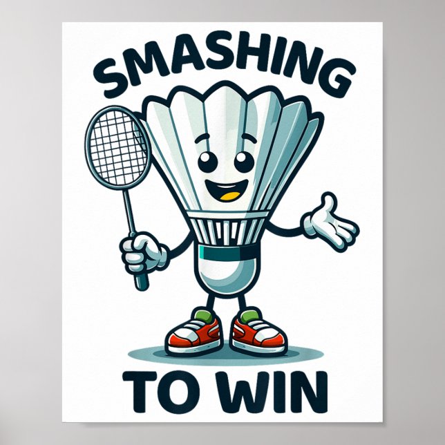 Badminton Forever Tecknad Shuttle and Racket Graph Poster (Framsidan)