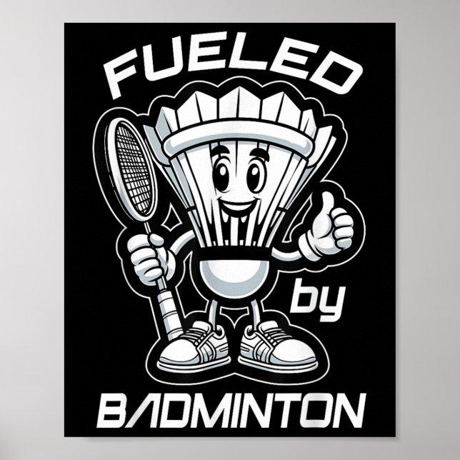 Badminton Forever Tecknad Shuttle and Racket Graph Poster (Framsidan)