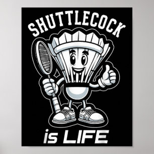 Badminton Forever Tecknad Shuttle Och Rackets Graf Poster