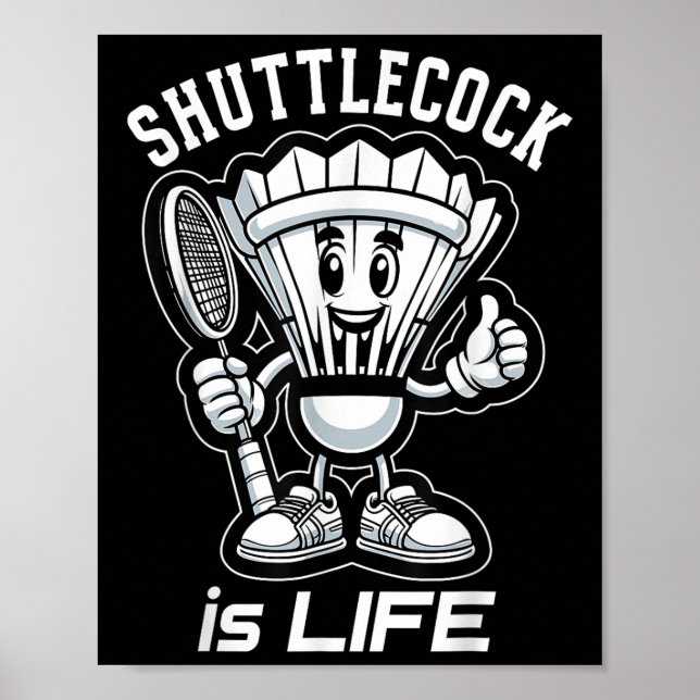 Badminton Forever Tecknad Shuttle Och Rackets Graf Poster (Framsidan)