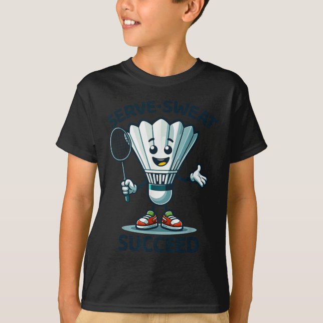 Badminton Forever Tecknad Shuttle Och Rackets Graf T Shirt (Framsida)