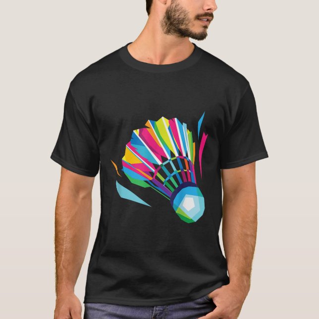Badminton Game Shuttle Sport Badminton Pop Art T Shirt (Framsida)