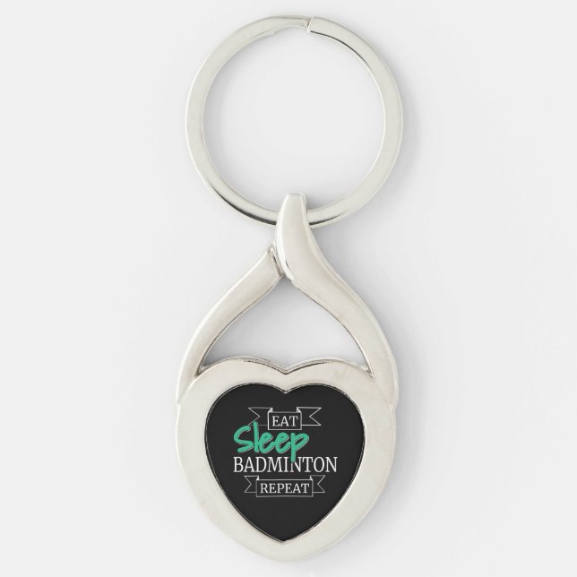 Badminton Gifts Twisted Heart Silverfärgad Nyckelring (Framsidan)
