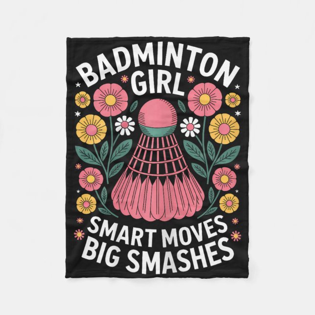 Badminton Girl Shuttle Funny Badminton  Fleecefilt (Framsidan)