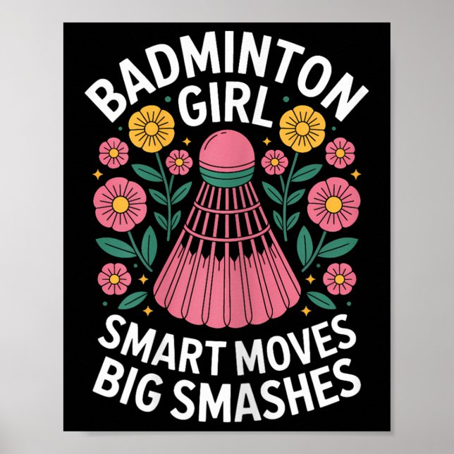 Badminton Girl Shuttle Funny Badminton Poster (Framsidan)