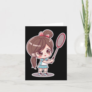 Badminton Girl Tecknad Stil Shuttle Game for Girls Kort