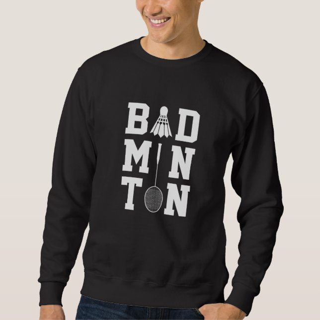 Badminton Grafik Badmintonspelare Fjäderboll Spo Lång Ärmad Tröja (Framsida)