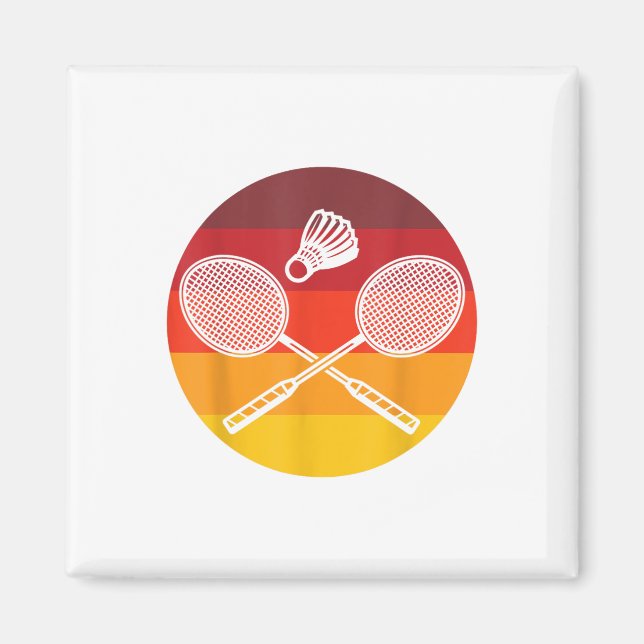 Badminton Grafik Badmintonspelare Fjäderboll Sport Magnet (Framsidan)