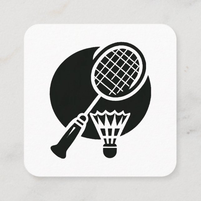 Badminton Grafik Fyrkantigt Visitkort (Baksida)
