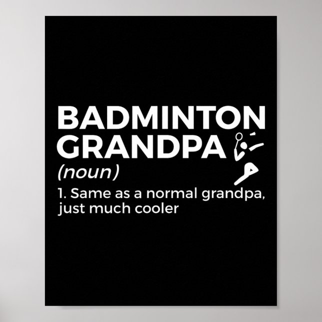 Badminton Grandpa Definition Funny Badminton Playe Poster (Framsidan)
