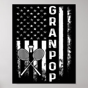 Badminton Granpop American Flagga Vintage jul Poster