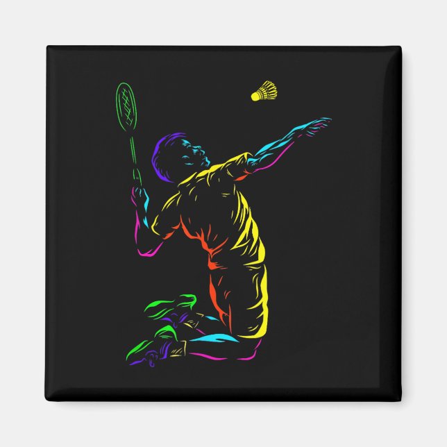 Badminton Graphic Badminton Player Shuttle Sports Magnet (Framsidan)