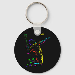 Badminton Graphic Badminton Player Shuttle Sports Nyckelring