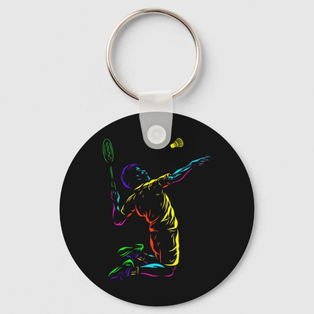 Badminton Graphic Badminton Player Shuttle Sports Nyckelring (Framsida)