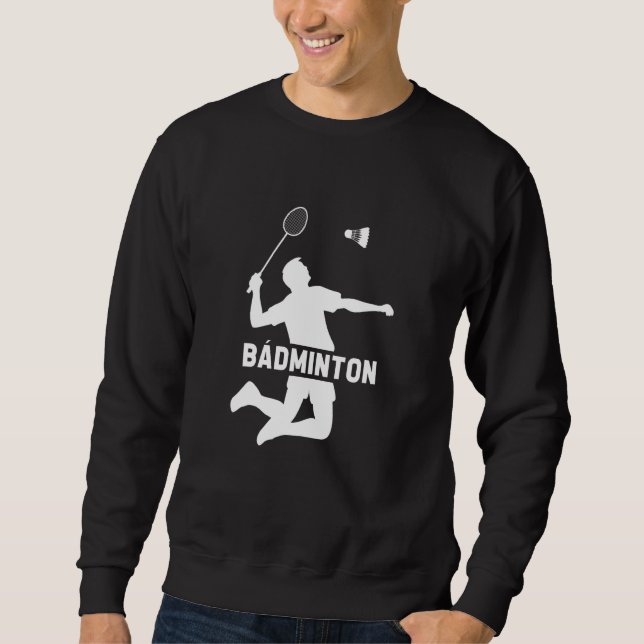 Badminton Graphic Badminton Player Shuttlecock Spo Lång Ärmad Tröja (Framsida)
