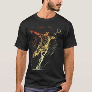Badminton Guy Sketch Racket Sport Shuttle T Shirt