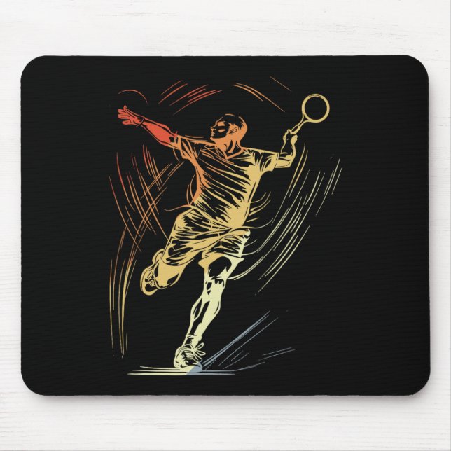 Badminton Guy Sketch Racquet Sport Shuttle Musmatta (Framsidan)