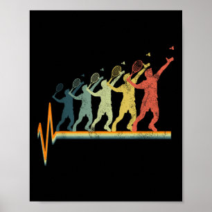 Badminton Heartbeat Vintage Retro Present  Poster