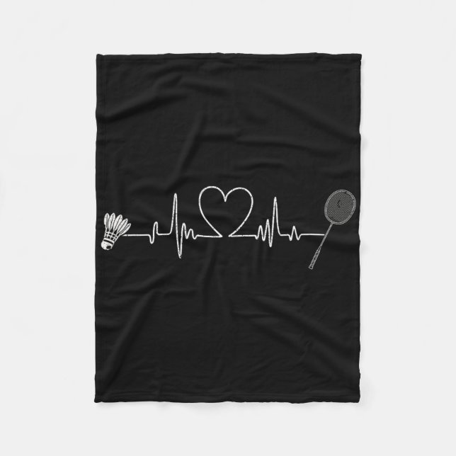 Badminton Heartslag Funny Badminton Fleecefilt (Framsidan)